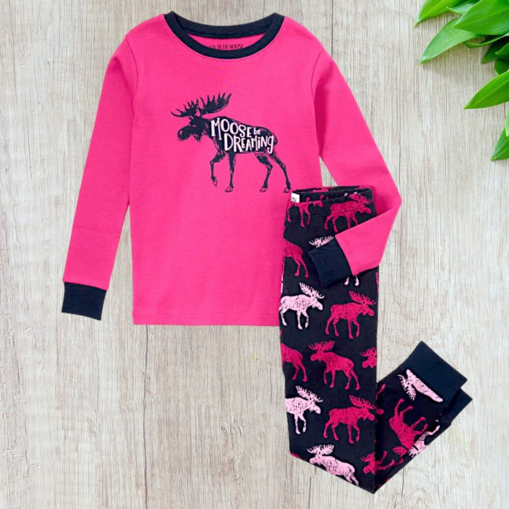 “Moose Be Dreaming” Pajama Set Wildly Cozy Sleepwear for Little Explorers 4T NWT